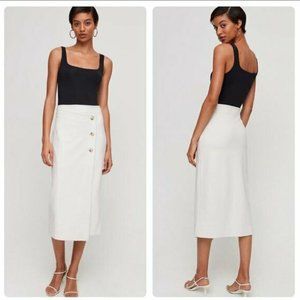 Aritzia Babaton Midi Cream Button Up Skirt